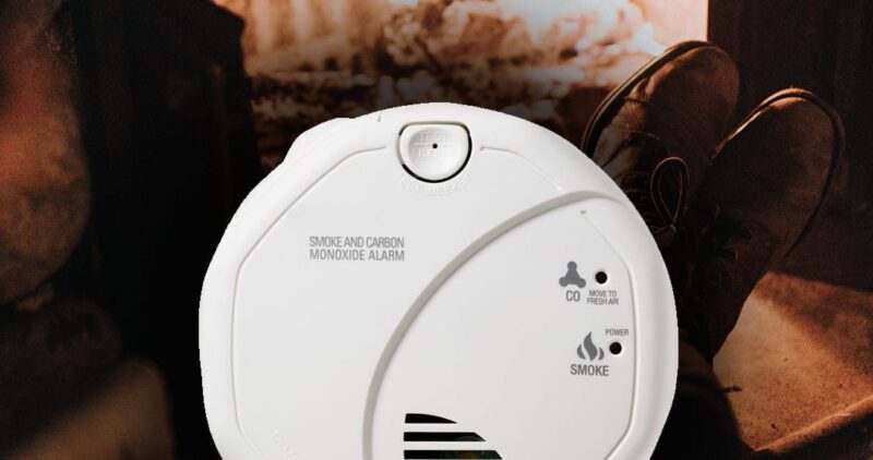 closeup of a smoke and carbon monoxide alarm